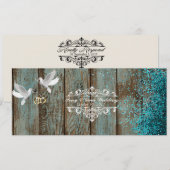 Hout in distress en duiven trouw-RSVP met glitters Kaart (Voorkant / Achterkant)
