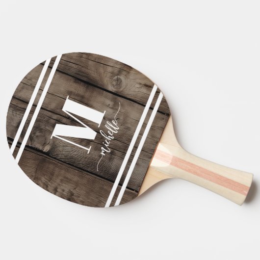 Hout Initiaal monogram Tafeltennisbatje (Zijkant)