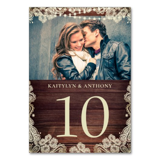 Hout Ivoor Kant Foto Trouwtafel Nummer Teken Kaart (Achterkant)