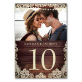 Hout Ivoor Kant Foto Trouwtafel Nummer Teken Kaart (Voorkant)