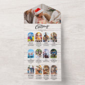 Hout Jaaroverzicht Multi Foto Collage Kerstmis All In One Uitnodiging (Binnen)