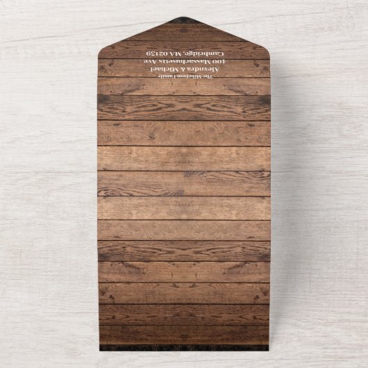 Hout Jaaroverzicht Multi Foto Collage Kerstmis All In One Uitnodiging (Buitenkant)