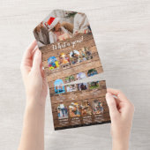 Hout Jaaroverzicht Multi Foto Collage Kerstmis All In One Uitnodiging (Afscheurbaar)