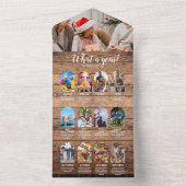 Hout Jaaroverzicht Multi Foto Collage Kerstmis All In One Uitnodiging (Binnen)