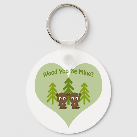 Hout Je bent mijn Beaver-liefde Sleutelhanger (Voorkant)