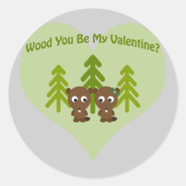 Hout Je bent mijn Valentijn Ronde Sticker