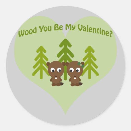 Hout Je bent mijn Valentijn Ronde Sticker (Voorkant)