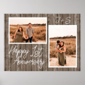 Hout Jubileum eerste bruiloft Paar Foto Collage Poster (Voorkant)