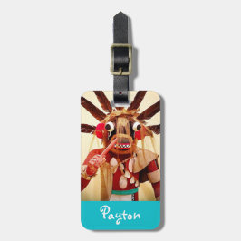 Hout kachina pop foto vet aangepaste naam script bagagelabel