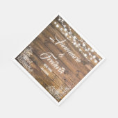 Hout, Kant en Twinkle Lights Bruiloft Servet (Hoek)