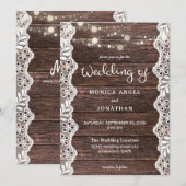 Hout & Kanten & Lichtslingers Bruiloft Kaart (Voorkant / Achterkant)