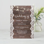 Hout & Kanten & Slingers Bruiloft Kaart (Staand voorkant)