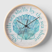 Hout Kijk Aqua Zee Shell Clock (Voorkant)