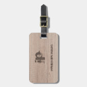 Hout Kijk Monogram Sjabloon Onderdruk Tekstnaam Bagagelabel (Voorkant verticaal)