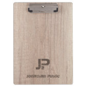 Hout Kijk Monogram Sjabloon Onderdruk Tekstnaam Klembord (Voorkant)