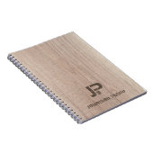 Hout Kijk Monogram Sjabloon Onderdruk Tekstnaam Notitieboek (Rechterzijde)