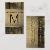 Hout Kijk Rustic Burlap Monogram #3 Visitekaartje (Voorkant / Achterkant)