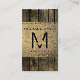  Hout Kijk Rustic Burlap Monogram #3 Visitekaartje