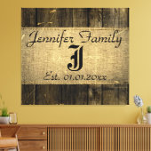  Hout Kijk Rustic Burlap Monogram Canvas Afdruk (Insitu (Woonkamer))