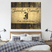  Hout Kijk Rustic Burlap Monogram Canvas Afdruk (Insitu (Slaapkamer))