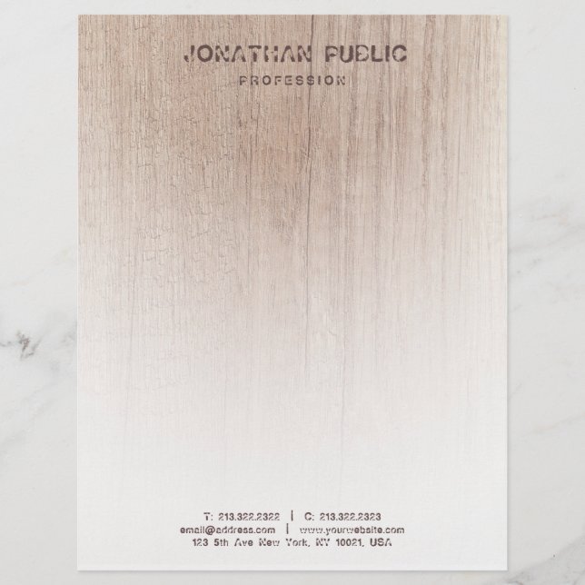 Hout Kijk Sjabloon Elegant Distress Text Briefhoofd (Voorkant)