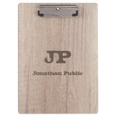 Hout Kijk Verstoorde Tekstnaam Monogramed Klembord (Voorkant)
