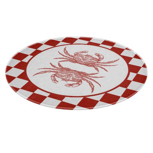 Hout krab met dambord snijplank (Hoek)