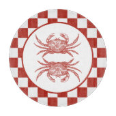 Hout krab met dambord snijplank (Voorkant)