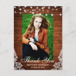 Hout Lace Lights Foto Afstuderen Hartelijk dank Briefkaart
