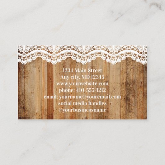 Hout Lace Rustic Country Feminine Visitekaartje (Achterkant)
