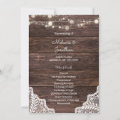 Hout-, Lace String Lights Wedding Ceremony-program Kaart (Voorkant)