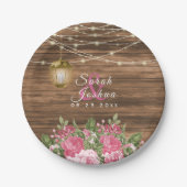Hout, lampions en roze zwoerd papieren bordje (Voorkant)