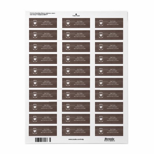 Hout land chique mason potje Retouradres labels (Full Sheet)