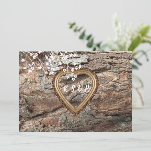 Hout, Landelijke Rustieke, Aangepaste RSVP, Reacti Kaart (Staand voorkant)