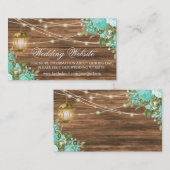 Hout, Lantaarn en Blauwgroen Bloemen - Bruiloft We Informatiekaartje (Voorkant / Achterkant)