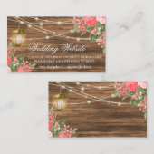 Hout, lantaarn en koraalbloem - Bruiloft Website Informatiekaartje (Voorkant / Achterkant)