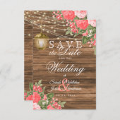 Hout, lantaarn en koraalbloem - Save the Date (Voorkant / Achterkant)