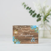 Hout, lantaarns en Baby Blue Flower - Receptie Informatiekaartje (Staand voorkant)