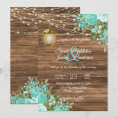 Hout, lantaarns en Blauwgroen Vloerhuwelijk Kaart (Voorkant / Achterkant)