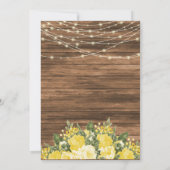 Hout, lantaarns en gele bloem bruiloft kaart (Achterkant)