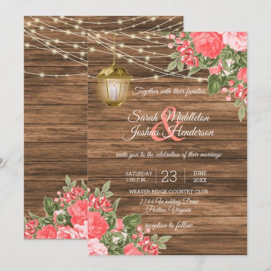 Hout, lantaarns en koraalriet kaart (Voorkant / Achterkant)