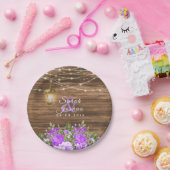 Hout, lantaarns en Paarse bloem Papieren Bordje (Feest)