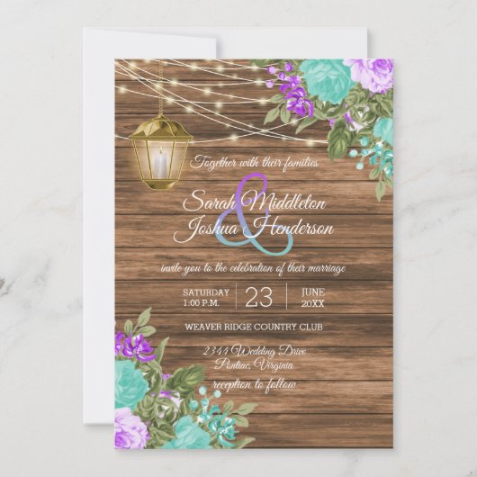 Hout, lantaarns en Paarse en Blauwgroen Vloerwonde Kaart (Voorkant)