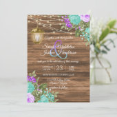 Hout, lantaarns en Paarse en Blauwgroen Vloerwonde Kaart (Staand voorkant)