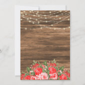 Hout, lantaarns en rode bloem bruiloft kaart (Achterkant)
