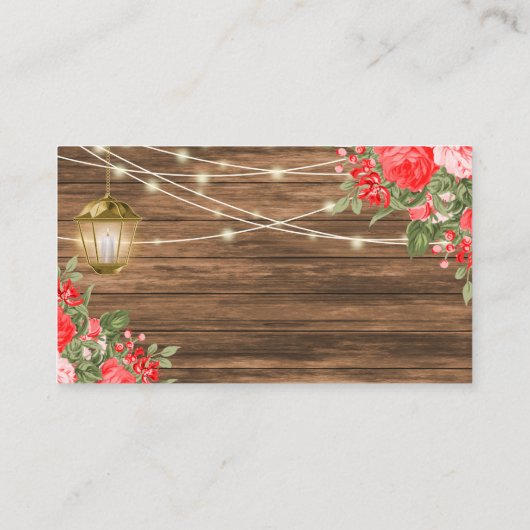 Hout, lantaarns en rode bloemen - Website Informatiekaartje (Achterkant)