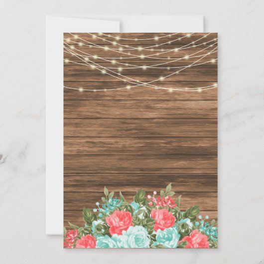 Hout, Lantaarns met Blauwgroen, Koraalbloem bruilo Kaart (Achterkant)