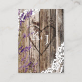 Hout Lavendel en Kant Rustieke Trouwplaats Kaarten Plaatskaartje (Achterkant)