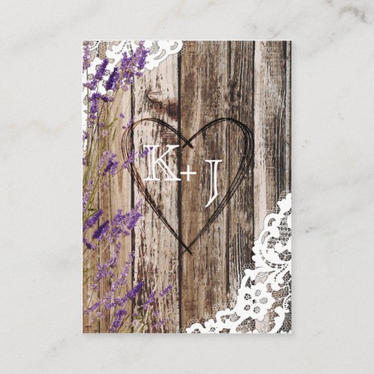 Hout Lavendel en Kant Rustieke Trouwplaats Kaarten Plaatskaartje (Achterkant)
