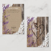 Hout Lavendel en Kant Rustieke Trouwplaats Kaarten Plaatskaartje (Voorkant / Achterkant)